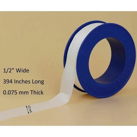 Teflon Tape, Thread Sealing Tapes, PTFE Plumber Tape Leakage Water Pipe Thread Sealing Tape 12mm0.075mm10m(10 Rolls/White), - Image 2