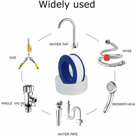 Teflon Tape, Thread Sealing Tapes, PTFE Plumber Tape Leakage Water Pipe Thread Sealing Tape 12mm0.075mm10m(10 Rolls/White), - Image 4
