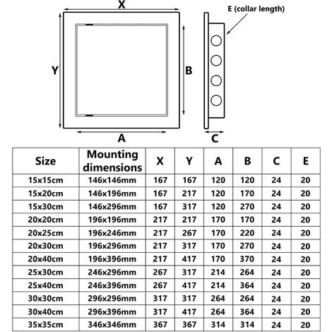200x250mm Black Front Access Inspection Panel Plastic Concealed Wall Hatch Check Doors - Image 5