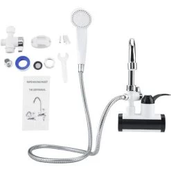 Boquite Valentine's Day Carnival Water Faucet, Water Tap, Instant Hot And Cold Water Dispenser Heater Heating Faucet Temperature Display + Shower Head (2 Side Water)