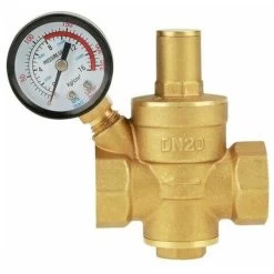 Brass Water Pressure Regulator, DN20 Adjustable Brass Water Pressure Regulator With Pressure Gauge