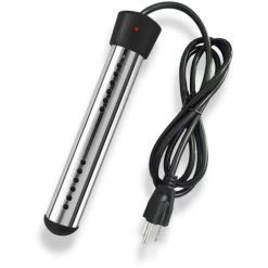 Travel Immersion Heater, Electric Immersion Pool Heater With Stainless Steel Guard For In Ground Pools, Black, One Piece