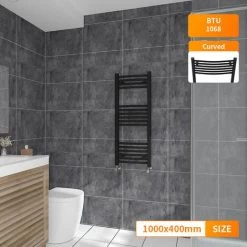 1000x400mm Curved Modern Heated Towel Rail Radiator Bathroom Black Ladder Warmer