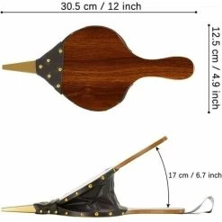 Fireplace Blower, Manual Fireplace Blower, Wooden Fireplace Bellows Cast Iron Nozzle With Hanging Cord, For Fireplace, BBQ, Outdoor Camping (Brown)