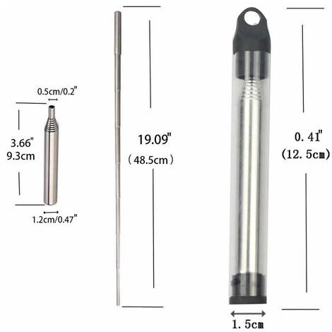 Foldable Campfire Tool Stainless Steel Fire Blowing Hose Pocket Bellows Retractable Tube For Picnic Camping Hiking Outdoor Built Fire Tools Black - Image 2