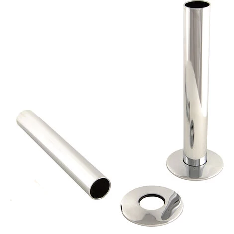 180mm Radiator Valve Pipes And Collars Easy Fit Packs Plumbing Tubes Brass Chrome