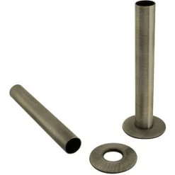 Antique Brass 2x 15mm Radiator Valve Pipes And Collars Easy Fit Packs Plumbing Tubes