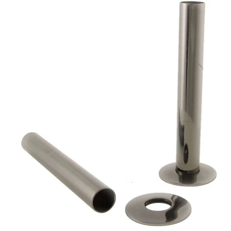 180mm Radiator Valve Pipes And Collars Easy Fit Packs Plumbing Tubes Black Nickel