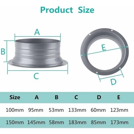 Mating Flange Wall Mounting Flange Connector Exhaust Duct Adapter For Flexible Vent Pipe (Model C-150mm) - Image 2