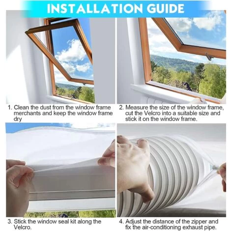 Air Conditioner Caulking Kit - Window Seal For Mobile Air Conditioners And Tumble Dryers - Air Exchange Protection With Zipper For Window Up To 460CM - Image 5