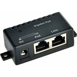 GPOE-1-WM 1 Port Gigabit PoE Injector (Power Supply Not Included) IEEE 802.3af/802.3at 1000Mbps Ethernet Injector 2.1x5.5mm DC Connector Support 1256V Power Supply, Black