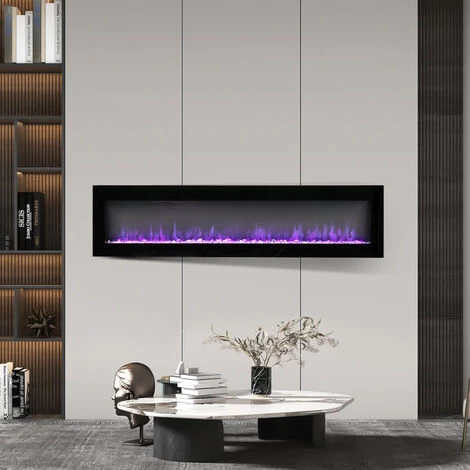 Livingandhome 40 Inch Wall Mounted Freestanding Electric Fireplace 9 Flame Colors With Remote Control - Image 2