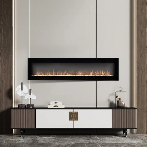 Livingandhome 40 Inch Wall Mounted Freestanding Electric Fireplace 9 Flame Colors With Remote Control - Image 3