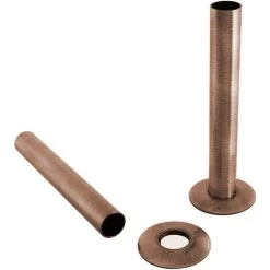 180mm Radiator Valve Pipes And Collars Easy Fit Packs Plumbing Tubes Brass AntIque Copper