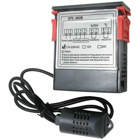 Digital Display Humidity And Temperature Controller With Built-in Sensor Probe Relay Output, 110-220V - 110-220V - Image 2