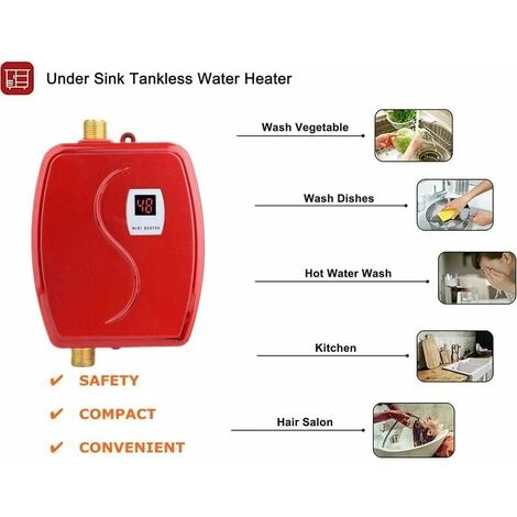 Electric Tankless Water Heater, 220V 3000W Mini Instant Water Heater With Built-in Temperature Sensor Touch Button For Bathroom Shower (EU)(Gold) - Image 5