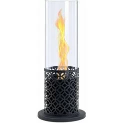 Table Fireplace With Tornado Flame Effect, Bioethanol Fireplace For Indoor And Outdoor, Black