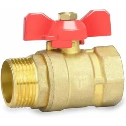 1 Inch Brass Ball Valve With Red Butterfly Handle - Male/female Full Bore DN25 PN16