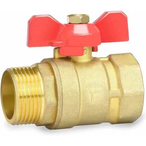 1 Inch Brass Ball Valve With Red Butterfly Handle - Male/female Full Bore DN25 PN16