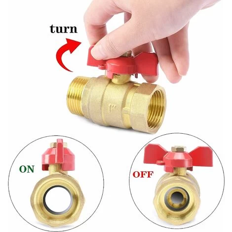 1 Inch Brass Ball Valve With Red Butterfly Handle - Male/female Full Bore DN25 PN16 - Image 2