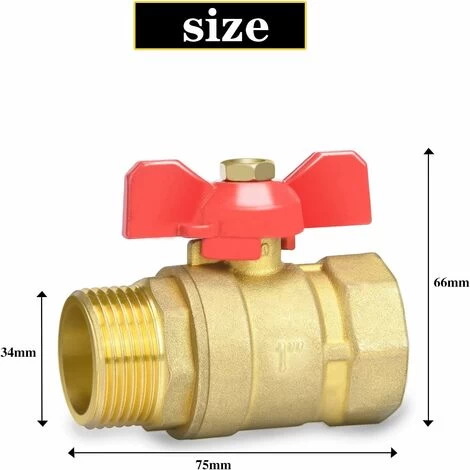 1 Inch Brass Ball Valve With Red Butterfly Handle - Male/female Full Bore DN25 PN16 - Image 3