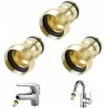 Tap Connector, Mixer Tap Hose Adaptor, Solid Brass Threaded Hose Water Pipe Connector, 3pcs