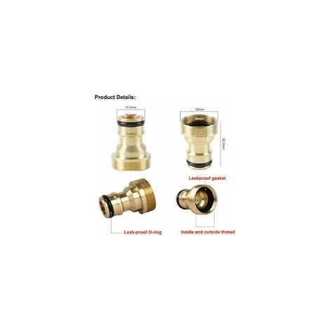 Tap Connector, Mixer Tap Hose Adaptor, Solid Brass Threaded Hose Water Pipe Connector, 3pcs - Image 3