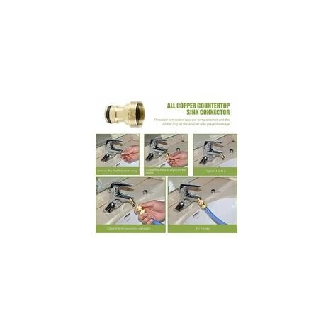 Tap Connector, Mixer Tap Hose Adaptor, Solid Brass Threaded Hose Water Pipe Connector, 3pcs - Image 4