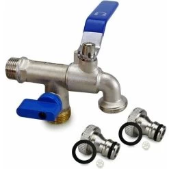 Premium Tap With Double Outlet, 1/2 X 3/4 X 3/4 Dispensing Tap - Rust And Freeze Resistant With 2 Hose Connections For Garden, Washing Machine Or Cisterns.
