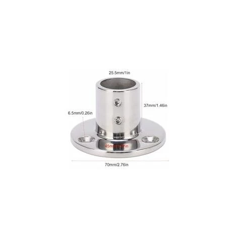 Handrail Round Base, Rustproof 316 Stainless Steel Handrail Fittings For 25mm/1(90°) Tube - Image 5