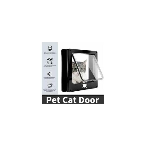 Cat Flap, 4 Way Magnetic Cat Flap For Cats And Small Dogs, Easy To Install, Manual Sliding Pet Door On Wall / Wood / UPVC Door (Black, L) - Image 3