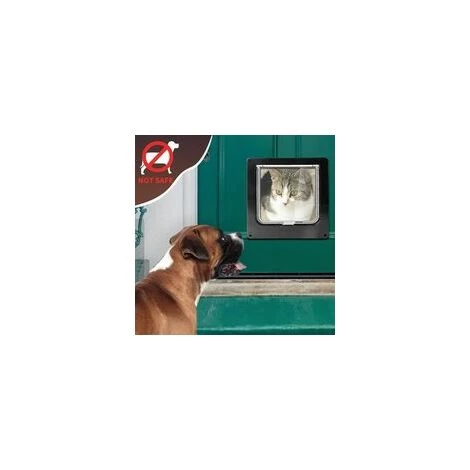Cat Flap, 4 Way Magnetic Cat Flap For Cats And Small Dogs, Easy To Install, Manual Sliding Pet Door On Wall / Wood / UPVC Door (Black, L) - Image 4