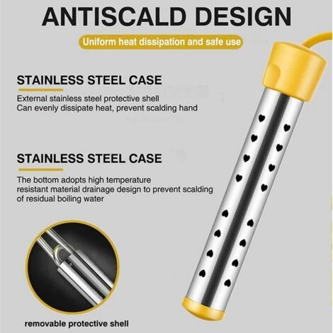 Immersion Water Heater, Submersible Bucket Water Heater With 304 Stainless Steel Guard, Automatic Temperature Control, Portable Water Heater For Swimming Pool, Tub, Bucket - Image 3