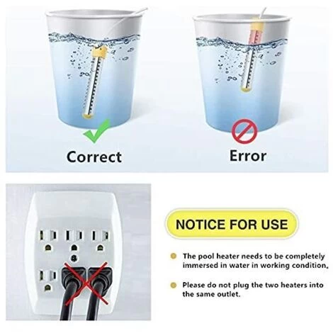 Immersion Water Heater, Submersible Bucket Water Heater With 304 Stainless Steel Guard, Automatic Temperature Control, Portable Water Heater For Swimming Pool, Tub, Bucket - Image 5