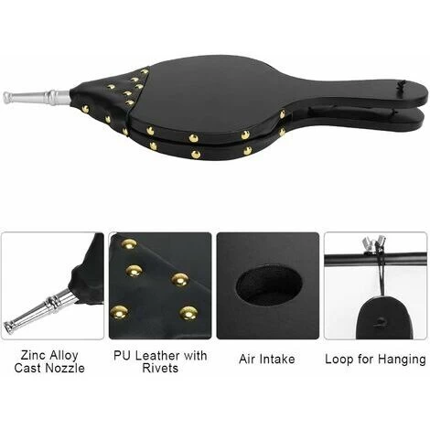 Moon Fireplace Bellows, Cast Iron Air Blower Nozzle For Outdoor Camping BBQ Grill Fireplace Bellows Bellows Pump BBQ Accessories With Hanging Strap(Silver) - Image 4