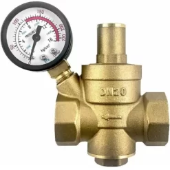 DN20 Brass Water Pressure Reducer With Adjustable Pressure Reducing Valve Gauge