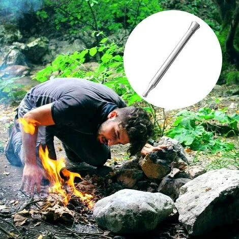 Stainless Steel Straw Bellows - Set Of 2 - Collapsible Telescopic Blow Tube Ergonomic Stainless Steel Nozzle Velvet Bag For Fire Starter Survival Kit Camping Hiking Fireplace Starter - Image 5