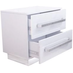 Fitprobo Modern LED Light 2 Drawers Nightstand Storage Shelf Bedside End Table Cabinet With Handle