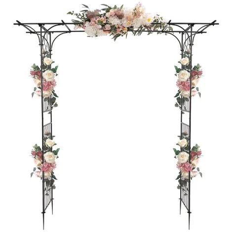 Fitprobo 20641208cm Flat Top Wrought Iron Arch Plant Climbers,wedding Arch,garden Metal Arch,garden Gazebo Suitable For Indoor And Outdoor Garden Terrace Trellis,various Bridal Party Decoration(black)
