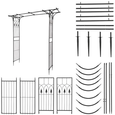 Fitprobo 20641208cm Flat Top Wrought Iron Arch Plant Climbers,wedding Arch,garden Metal Arch,garden Gazebo Suitable For Indoor And Outdoor Garden Terrace Trellis,various Bridal Party Decoration(black) - Image 4