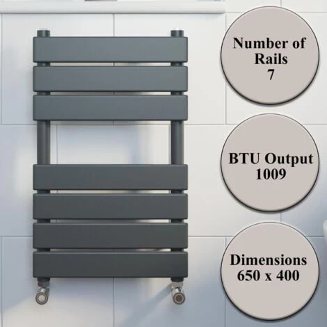 DuraTherm Flat Panel Heated Towel Rail Anthracite - 650mm X 400mm - Image 4