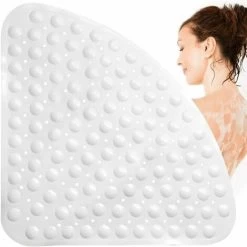 Shower Mat Anti-Slip, Massaging, Antibacterial, Triangular With Drainage Hole For Shower Or Bath, 54 X 54 Cm